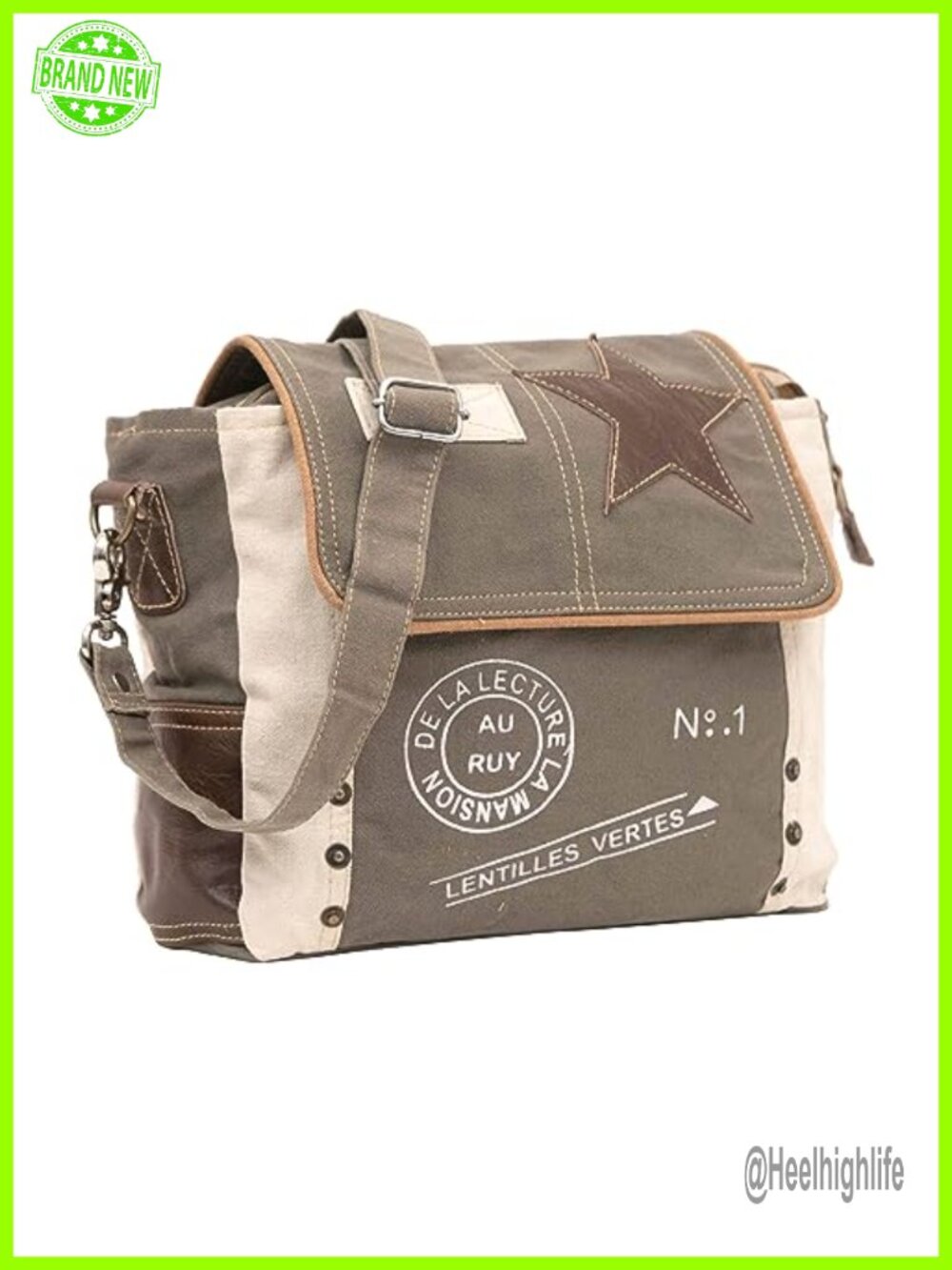 Canvas Leather Crossbody Shoulder Bag Adjustable Strap Satchel
